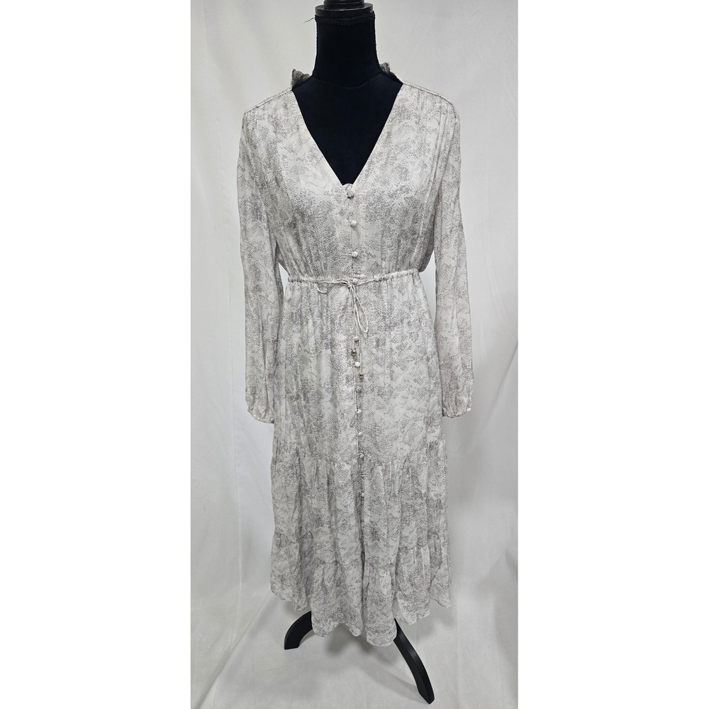 Intermix women‎ 4 gray animal print silk midi dress boho romantic coquette